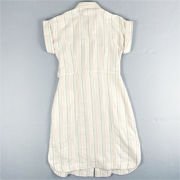 Maeve Anthropologie Dress Women 8 Cream Striped Knee Length Cotton Short Sleeve - Picture 8 of 16